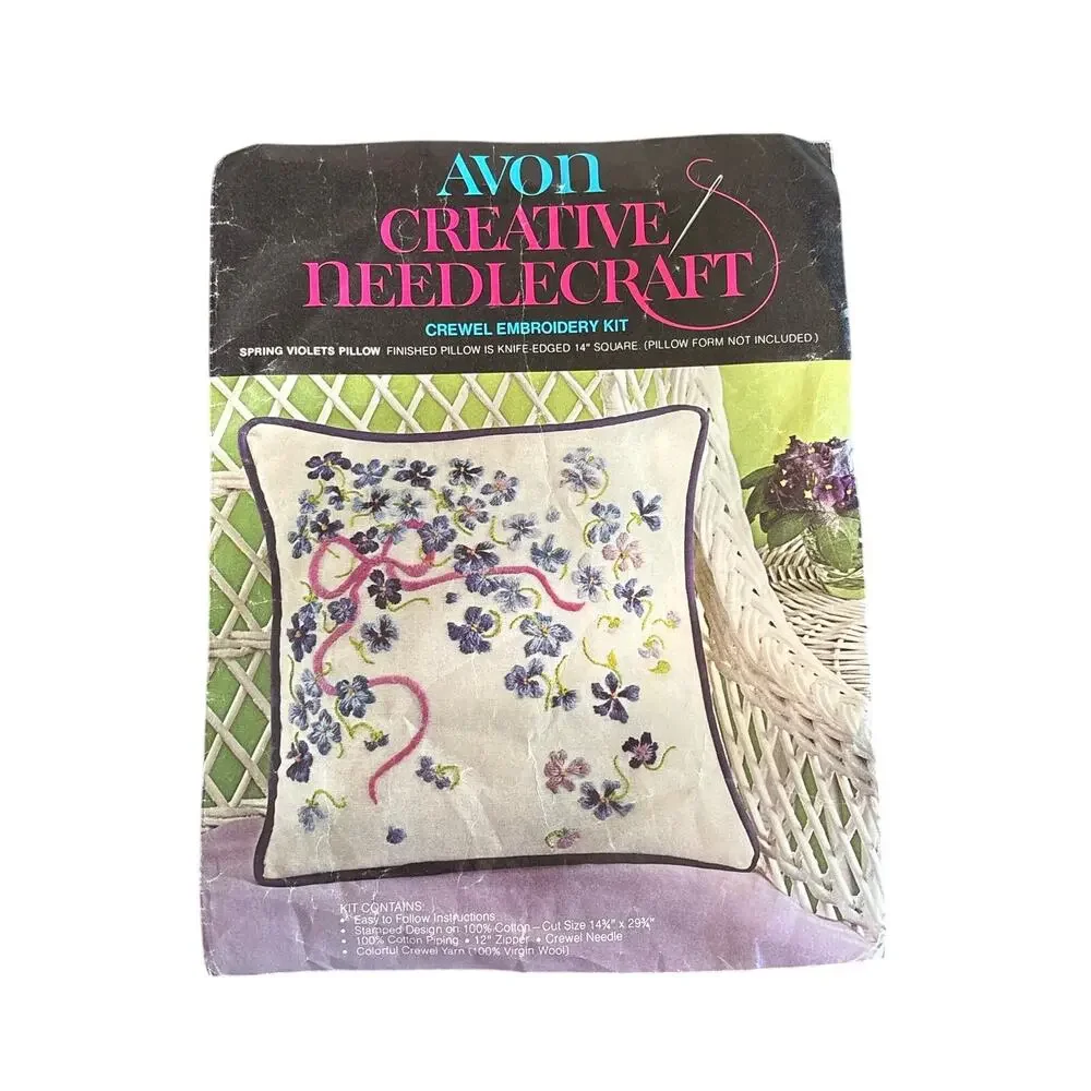 Avon crewel pillow